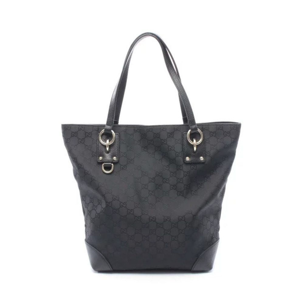 Gucci GG Canvas Tote Bag Leather Black